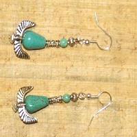 Bcl 015b boucles pendants oreilles turquoise bleue argent 926