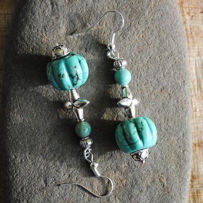 Bcl 016a boucles pendants oreilles turquoise bleue argent 925