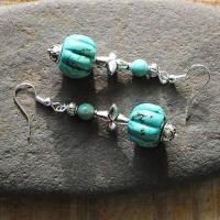 Bcl 016b boucles pendants oreilles turquoise bleue argent 925