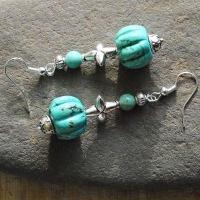 Bcl 016c boucles pendants oreilles turquoise bleue argent 925