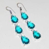 Bcl 020b boucles oreilles topaze bleue tanzanite bijoux6argent 925 vente achat