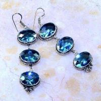 Bcl 021b boucles oreilles topaze bleue tanzanite bijoux6argent 925 vente achat