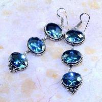 Bcl 021c boucles oreilles topaze bleue tanzanite bijoux6argent 925 vente achat