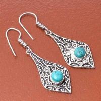 Bcl 022a boucles oreilles 7gr turquoise ethnique punk gothique steampunk argent 925