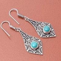 Bcl 022b boucles oreilles 7gr turquoise ethnique punk gothique steampunk argent 925