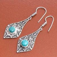 Bcl 022c boucles oreilles 7gr turquoise ethnique punk gothique steampunk argent 925