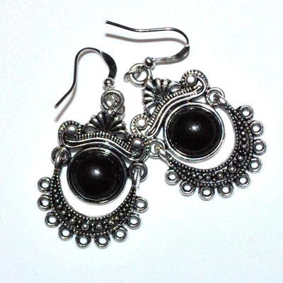 Bcl 024a boucles pendants oreilles 8gr onyx noir gothique argebt 925