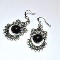 Bcl 024b boucles pendants oreilles 8gr onyx noir gothique argebt 925