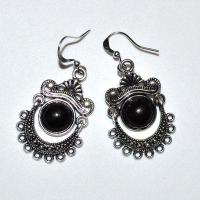 Bcl 024c boucles pendants oreilles 8gr onyx noir gothique argebt 925