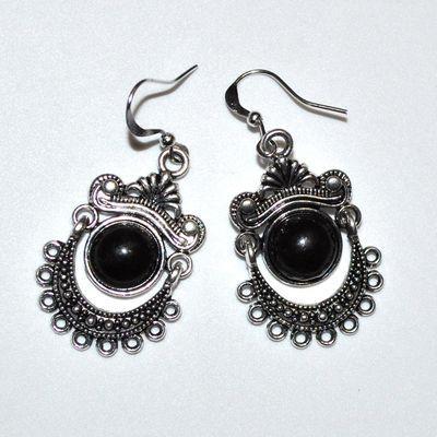 Bcl 024a boucles pendants oreilles 8gr onyx noir gothique argebt 925