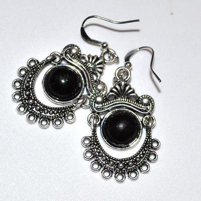 Bcl 024d boucles pendants oreilles 8gr onyx noir gothique argebt 925
