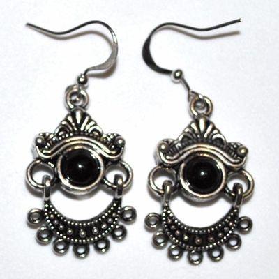 Bcl 025a boucles pendants oreilles 8gr onyx noir gothique argebt 925