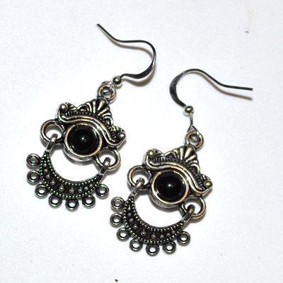 Bcl 025a boucles pendants oreilles 8gr onyx noir gothique argebt 925
