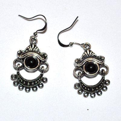 Bcl 025c boucles pendants oreilles 8gr onyx noir gothique argebt 925