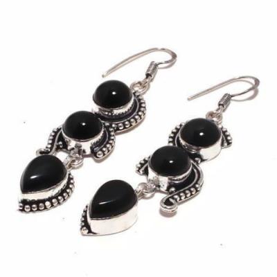 Bcl 026a boucles oreilles 18gr onyx noir bijou 1900 art deco gothique achat vente