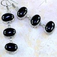 Bcl 032a boucles oreilles pendants onyx noir bijou 1900 art deco achat vente