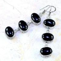 Bcl 032b boucles oreilles pendants onyx noir bijou 1900 art deco achat vente