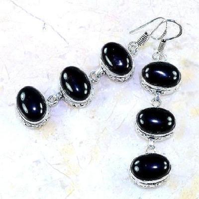 Bcl 032a boucles oreilles pendants onyx noir bijou 1900 art deco achat vente
