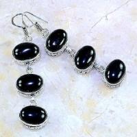 Bcl 032c boucles oreilles pendants onyx noir bijou 1900 art deco achat vente