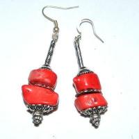 Bcl 036a boucles oreilles corail ethniques berbere kabyle 50mm 18gr argent 925