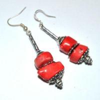 Bcl 036b boucles oreilles corail ethniques berbere kabyle 50mm 18gr argent 925