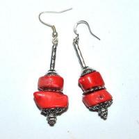 Bcl 036c boucles oreilles corail ethniques berbere kabyle 50mm 18gr argent 925