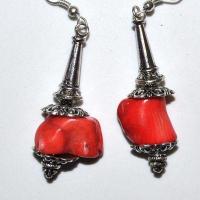 Bcl 037a boucles oreilles corail ethniques berbere kabyle 50mm 16gr argent 925