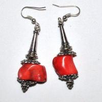 Bcl 037c boucles oreilles corail ethniques berbere kabyle 50mm 16gr argent 925