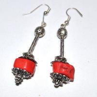 Bcl 038a boucles oreilles corail ethniques berbere kabyle 50mm 17gr argent 925