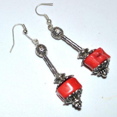 Bcl 038a boucles oreilles corail ethniques berbere kabyle 50mm 17gr argent 925