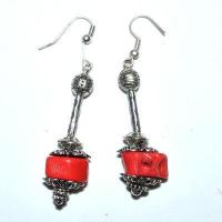 Bcl 038c boucles oreilles corail ethniques berbere kabyle 50mm 17gr argent 925