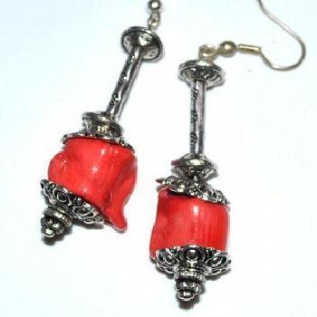 Bcl 039a boucles oreilles corail ethniques berbere kabyle 50mm 16gr argent 925