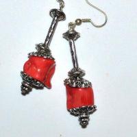 Bcl 039b boucles oreilles corail ethniques berbere kabyle 50mm 16gr argent 925