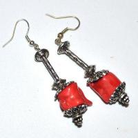 Bcl 039c boucles oreilles corail ethniques berbere kabyle 50mm 16gr argent 925