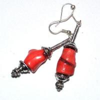 Bcl 040a boucles oreilles corail ethniques berbere kabyle 50mm 12gr argent 925