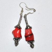 Bcl 040b boucles oreilles corail ethniques berbere kabyle 50mm 12gr argent 925