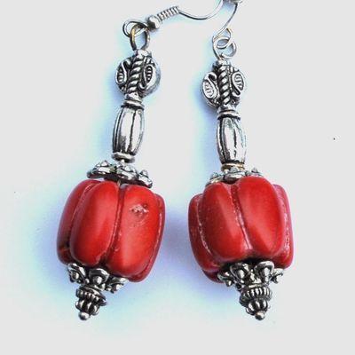 Bcl 046a boucles oreilles corail 60mm 9gr 15x15mm