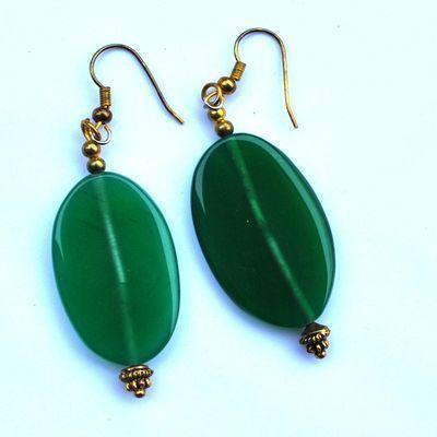 Bcl 051c boucles oreilles aventurine verte 70mm 7gr 10mm