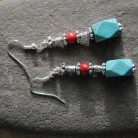 Bcl 058c boucles oreilles turquoise argent ethnique 50mm 8gr 8x10mm