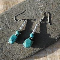 Bcl 059c boucles oreilles turquoise argent ethnique 50mm 8gr 8x10mm