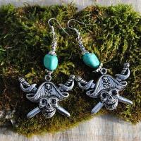 Bcl 060a boucles oreilles turquoise pirate ethnique 90mm 2150x40mm