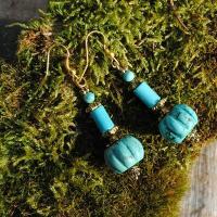 Bcl 063c boucles oreilles turquoise ethnique 60mm 15x15mm