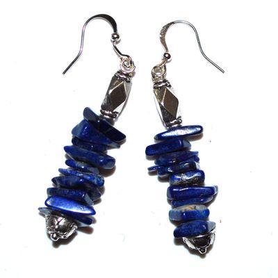 Bcl 066a boucles pendants oreilles 60mm lapis lazuli argent