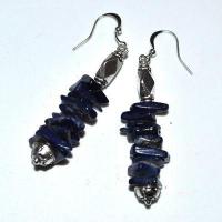 Bcl 066b boucles pendants oreilles 60mm lapis lazuli argent