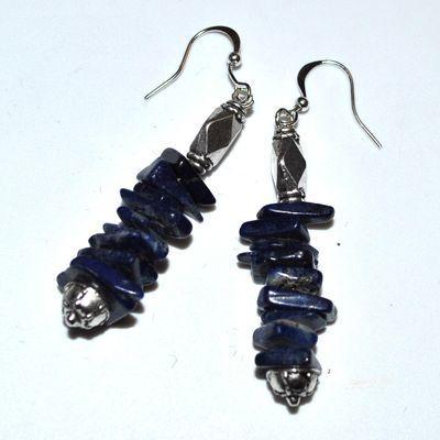 Bcl 066a boucles pendants oreilles 60mm lapis lazuli argent