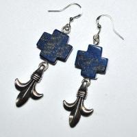 Bcl 067b boucles pendants oreilles 60mm lapis lazuli argent