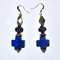 Bcl 068c boucles pendants oreilles 60mm lapis lazuli argent