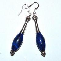 Bcl 069a boucles pendants oreilles 60mm lapis lazuli argent