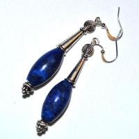 Bcl 069b boucles pendants oreilles 60mm lapis lazuli argent