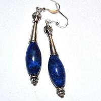 Bcl 069c boucles pendants oreilles 60mm lapis lazuli argent